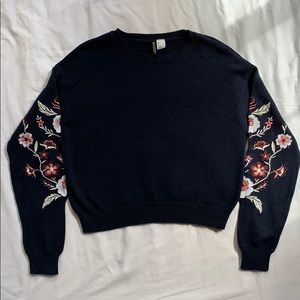 Small Embroidered navy Divided sweater